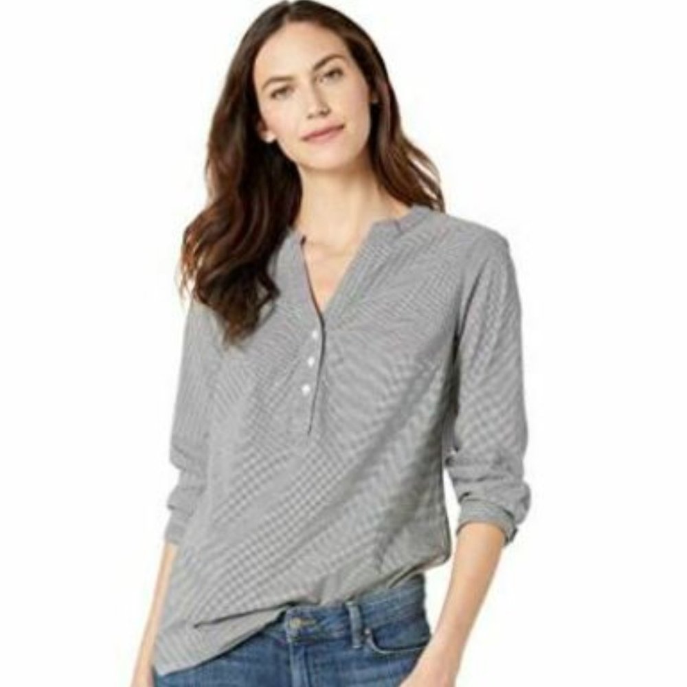 NWT Women's Relaxed-Fit Popover Tunic Black-Check